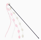 Long Handle Rainbow Cotton Cat Teaser Wand with Bell Tassel