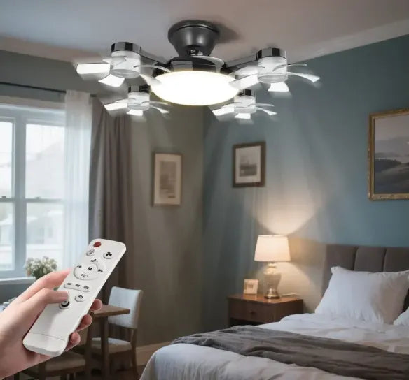 E27 Ceiling Fan Light 2-in-1 - 60W Dimmable LED Bulb with Remote Control - Quiet, No-Wiring Fan for Home - main product view