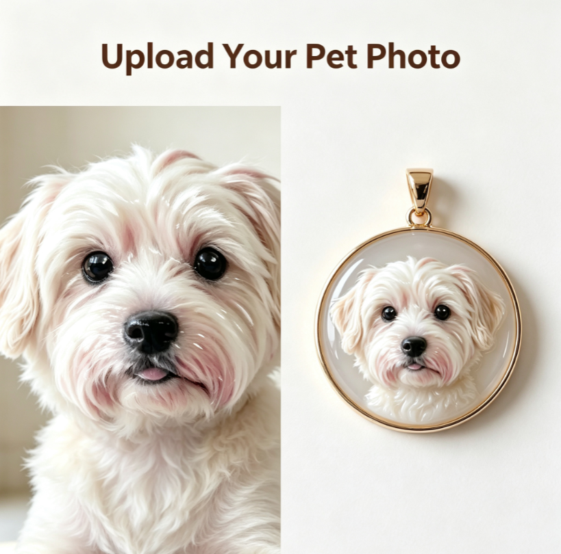 Custom Pet Portrait Pendant | Made From Your Pet’s Photo, Personalized Gift for Dogs & Cats（Free Shipping）
