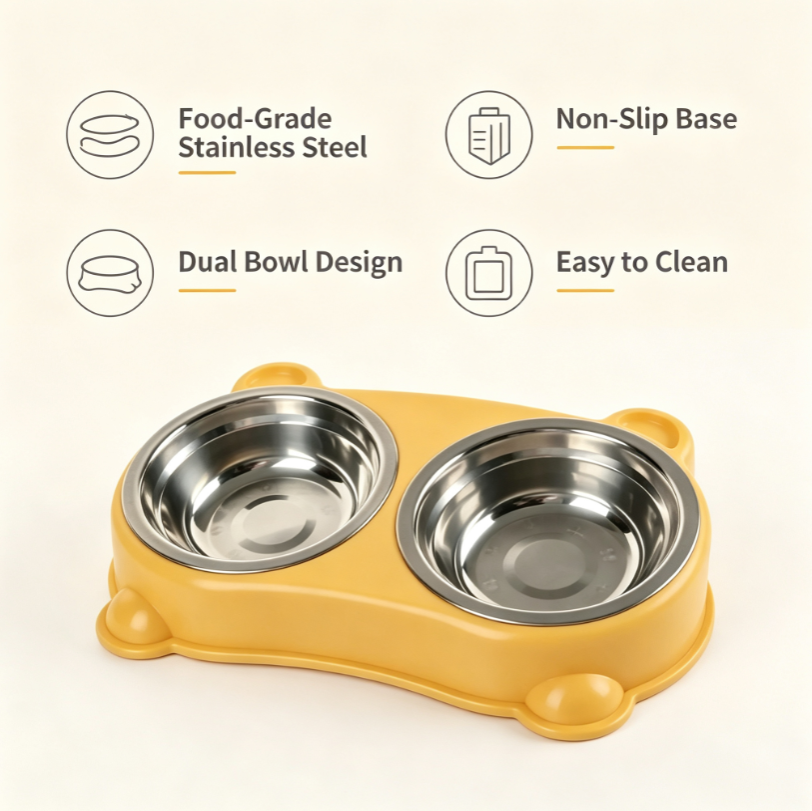 No-Spill Double Pet Bowl - product detail view
