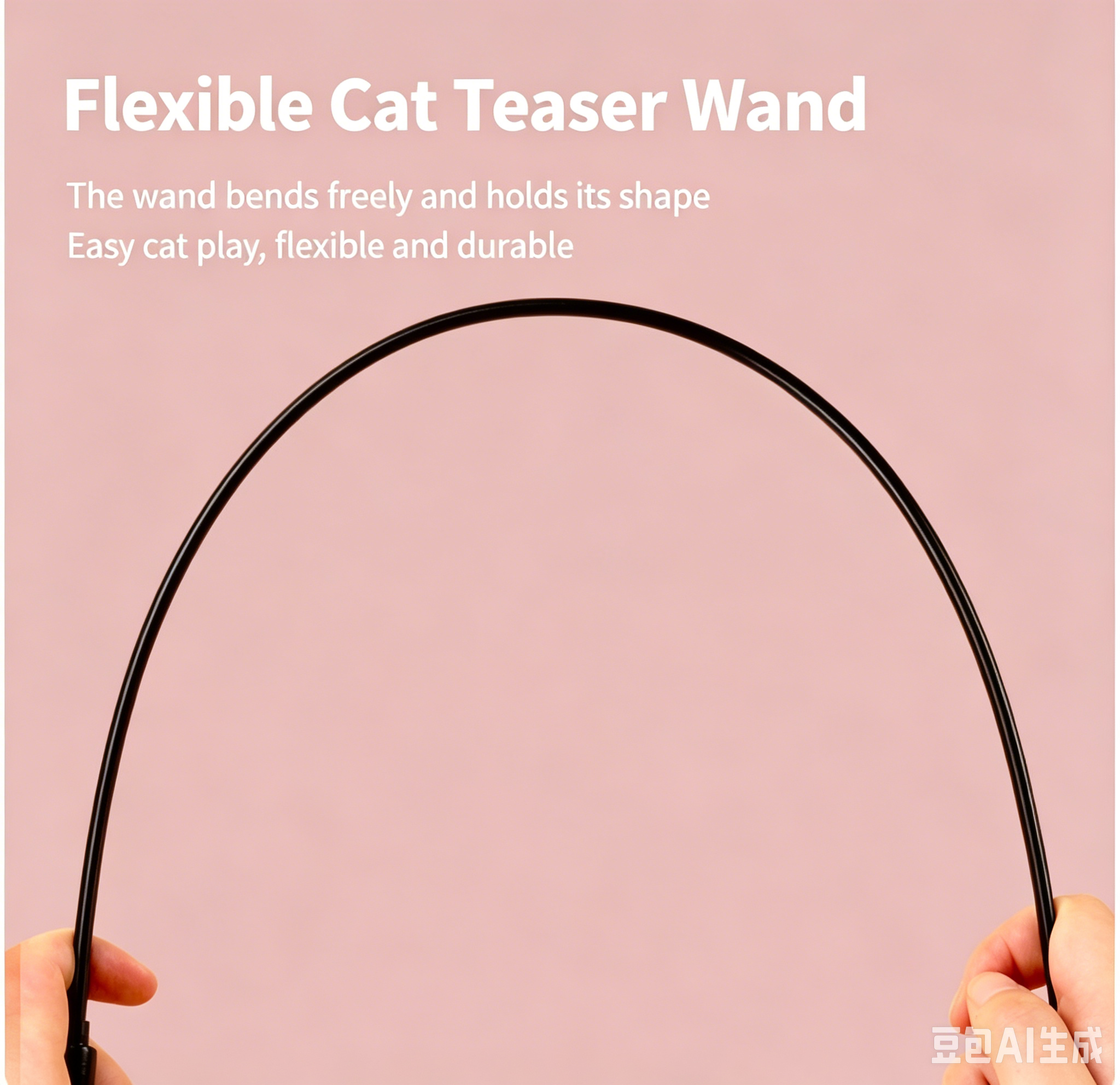 Long Handle Rainbow Cotton Cat Teaser Wand with Bell Tassel