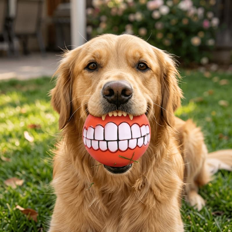 Funny Teeth Squeaky Dog Ball - alternate product view