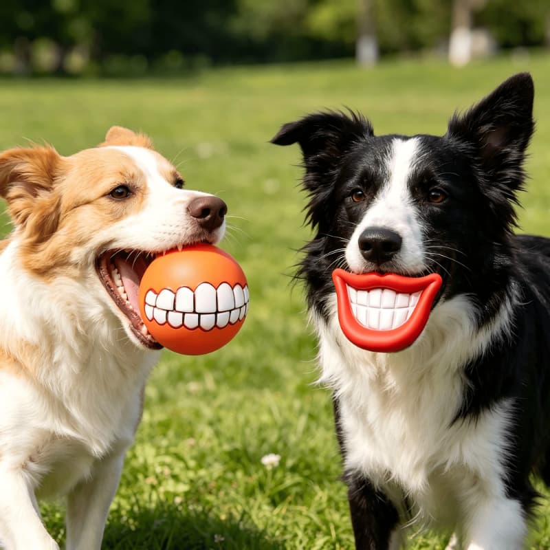 Funny Teeth Squeaky Dog Ball - product design detail