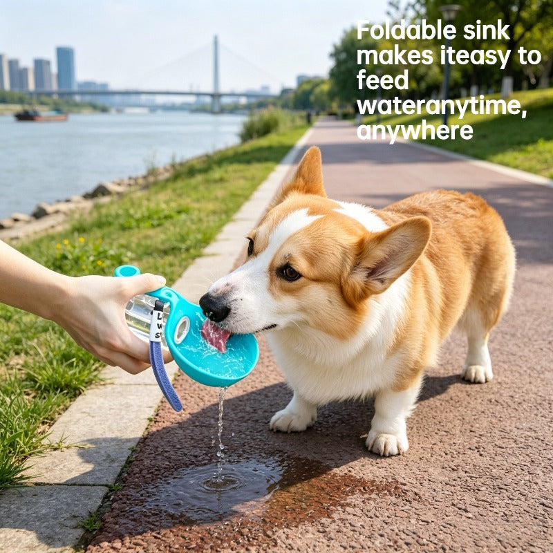 Pet Walking Essentials Kit — Water Bottle + Cat Harness + Poop Bags + Lick Pad