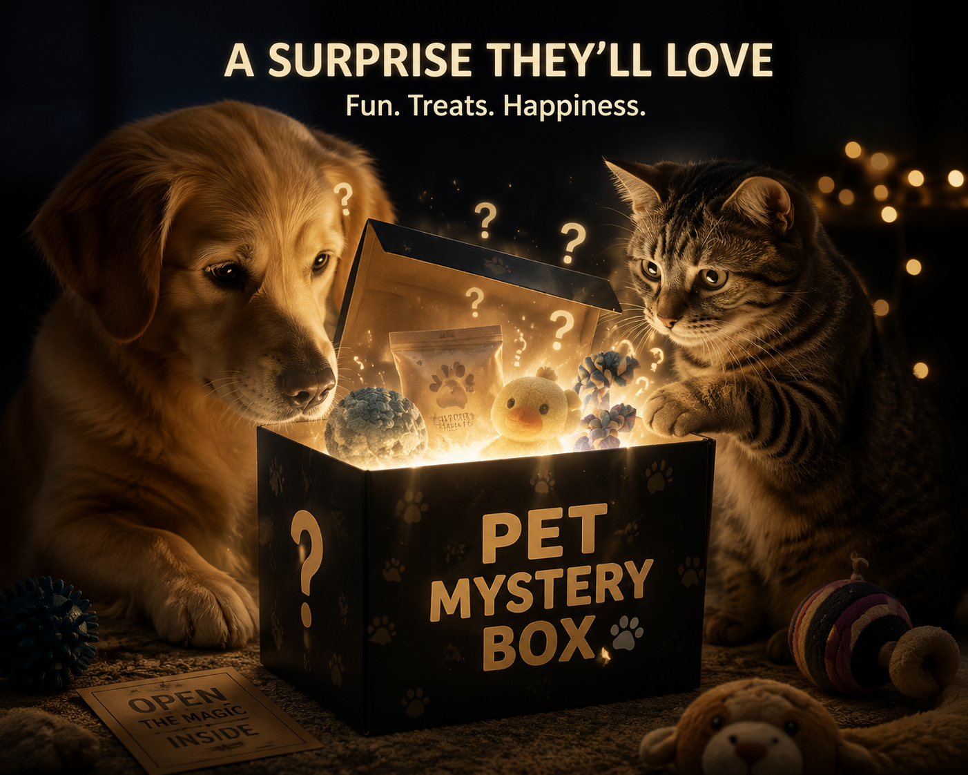 Pet Mystery Box – Surprise Toys & Treats for Dogs & Cats
