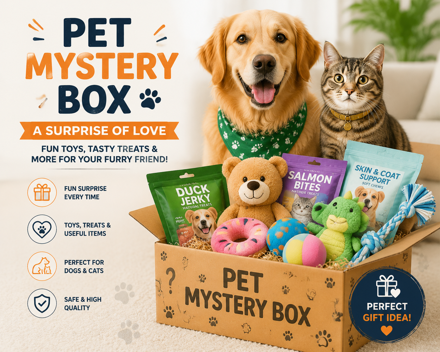 Pet Mystery Box – Surprise Toys & Treats for Dogs & Cats