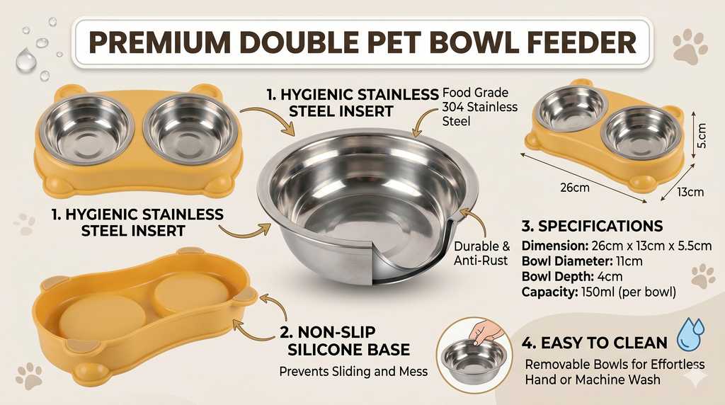 Spill-Proof Double Pet Bowl