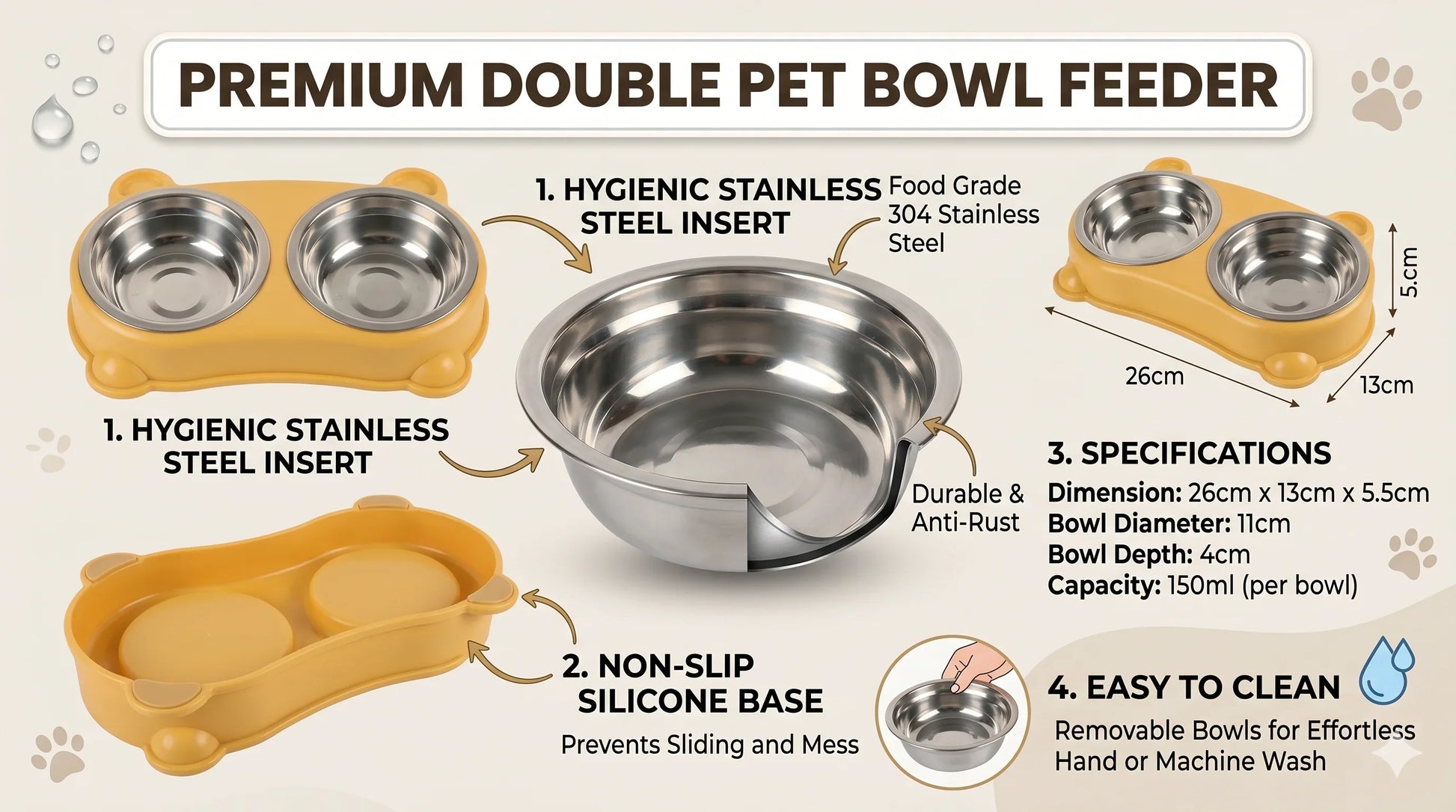 No-Spill Double Pet Bowl - close-up product view