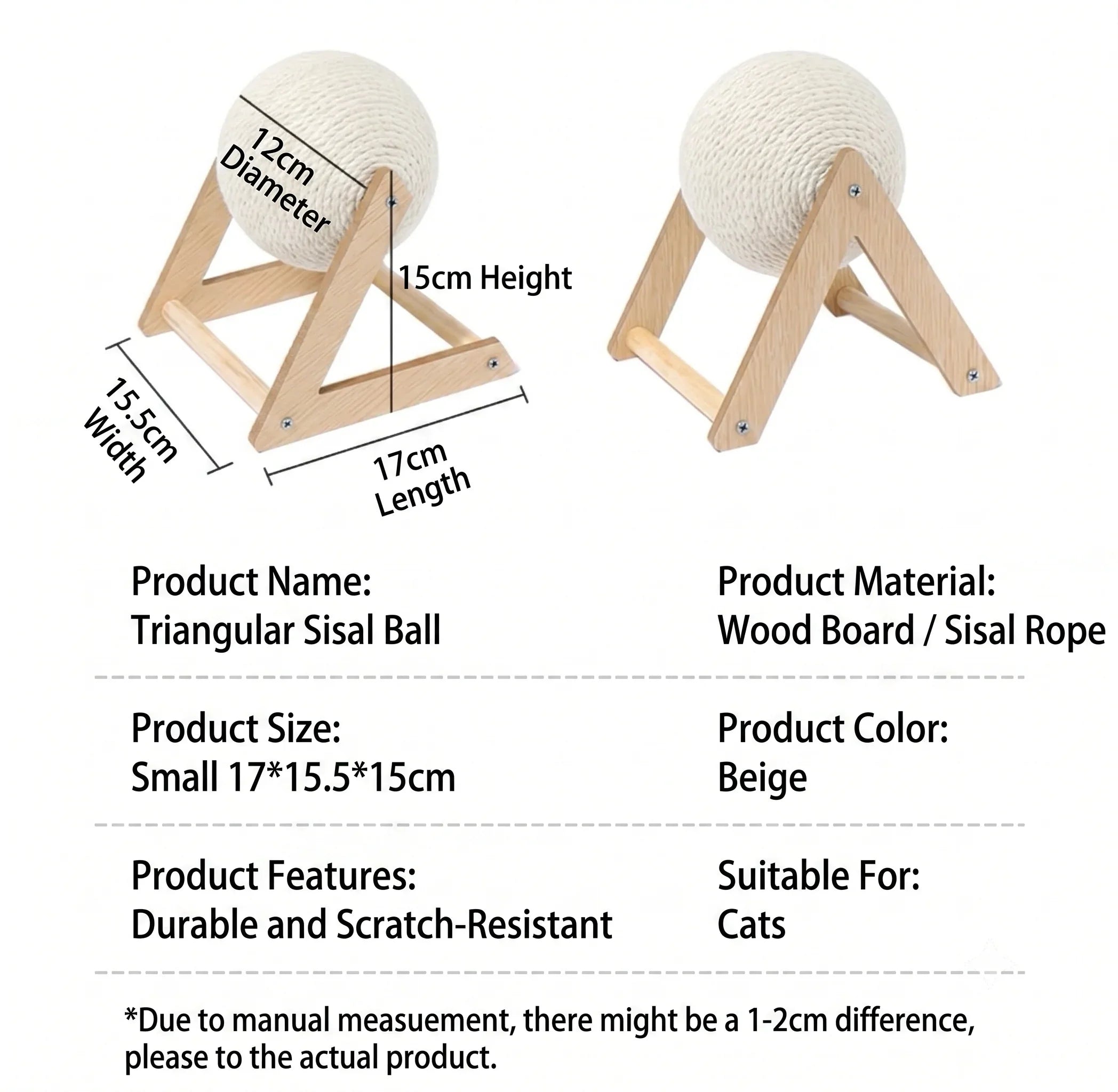 Natural Sisal Rope Cat Scratcher Ball - feature detail
