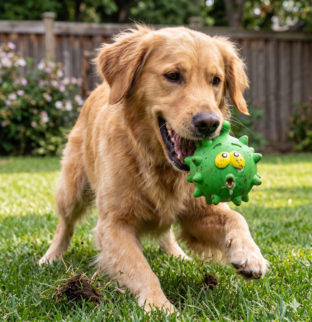 New Squeaky Latex Spike Ball, Teeth Cleaning Dog Chew Toy