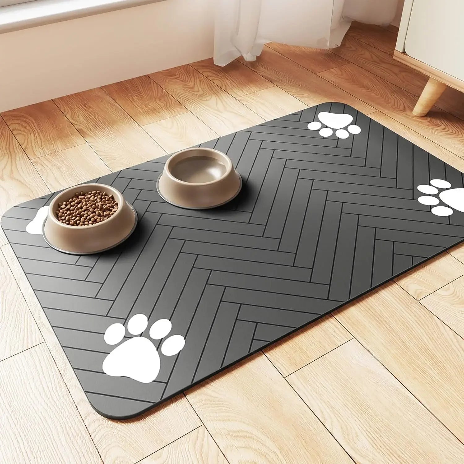 PetNest Absorbent Pet Feeding Mat — Non-Slip Waterproof Placemat for Dog & Cat Food and Water Bowls
