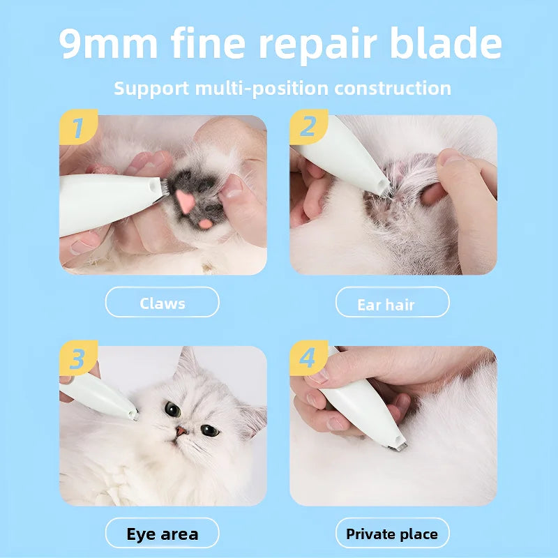 PetNest 360° Pet Paw Hair Trimmer — Rechargeable Electric Clipper for Dogs & Cats, USB-C Charging