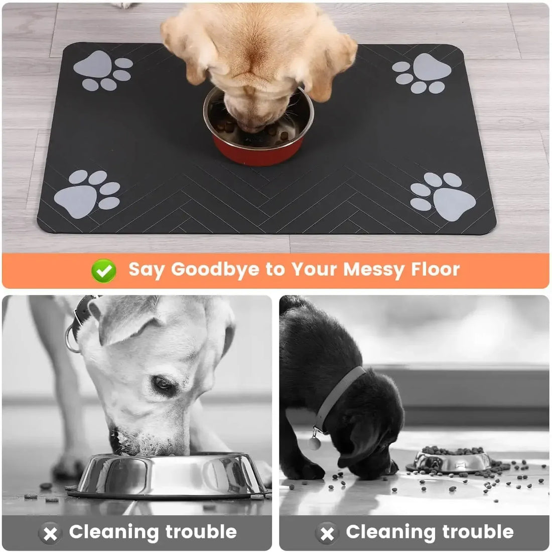 PetNest Absorbent Pet Feeding Mat - Non-Slip Waterproof Placemat for Dog & Cat Food and Water Bowls - main product view