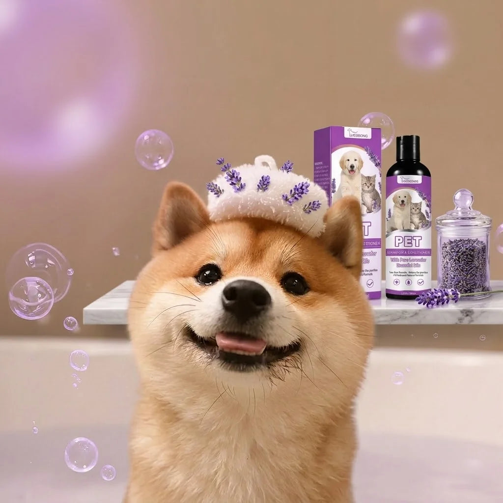 Lavender Pet Shampoo & Conditioner – Tear-Free, pH Balanced for Dogs & Cats, 100ml