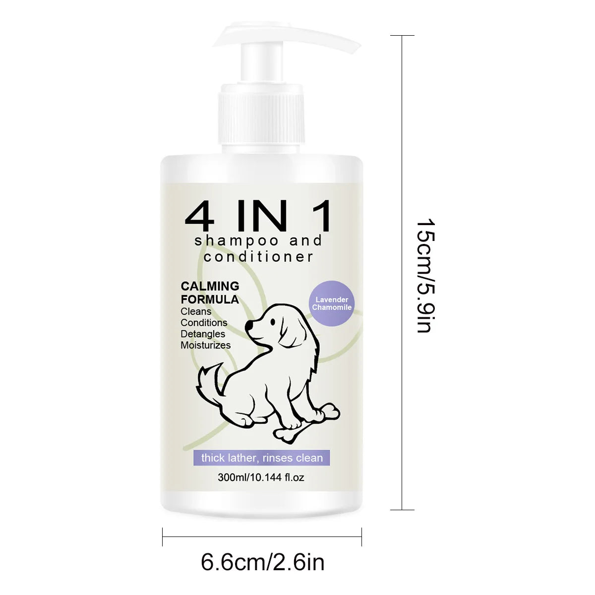 4-in-1 Pet Shampoo & Conditioner for Dogs & Cats – Anti Hair Loss, 300ml