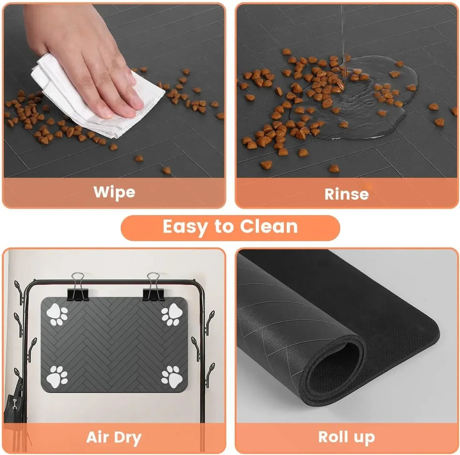 PetNest Absorbent Pet Feeding Mat - Non-Slip Waterproof Placemat for Dog & Cat Food and Water Bowls - feature detail