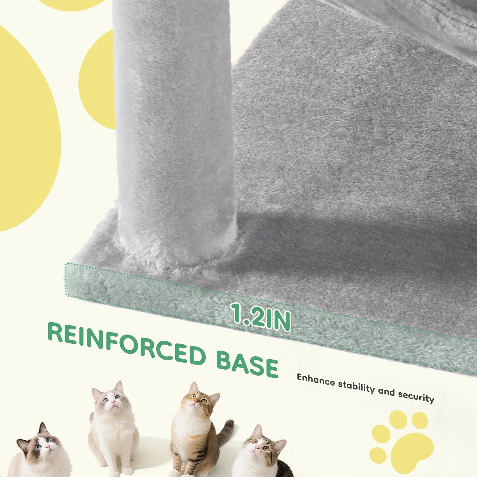 PetNest 44" Multi-Cat Climbing Tower with Sisal Scratching Posts, Hammock & Condo - product design detail