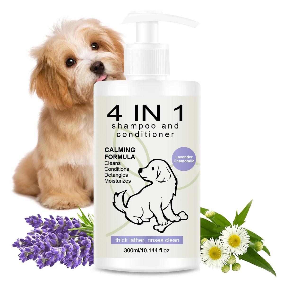 4-in-1 Pet Shampoo & Conditioner for Dogs & Cats – Anti Hair Loss, 300ml