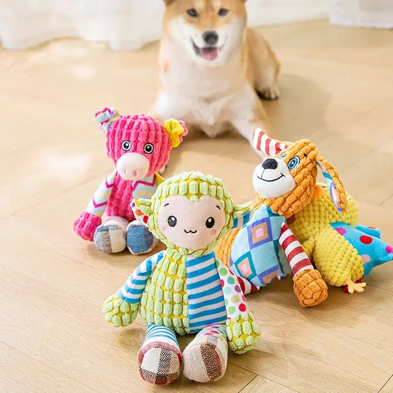 Cute Animal Plush Squeaky Chew Toy for Dogs & Cats - close-up product view