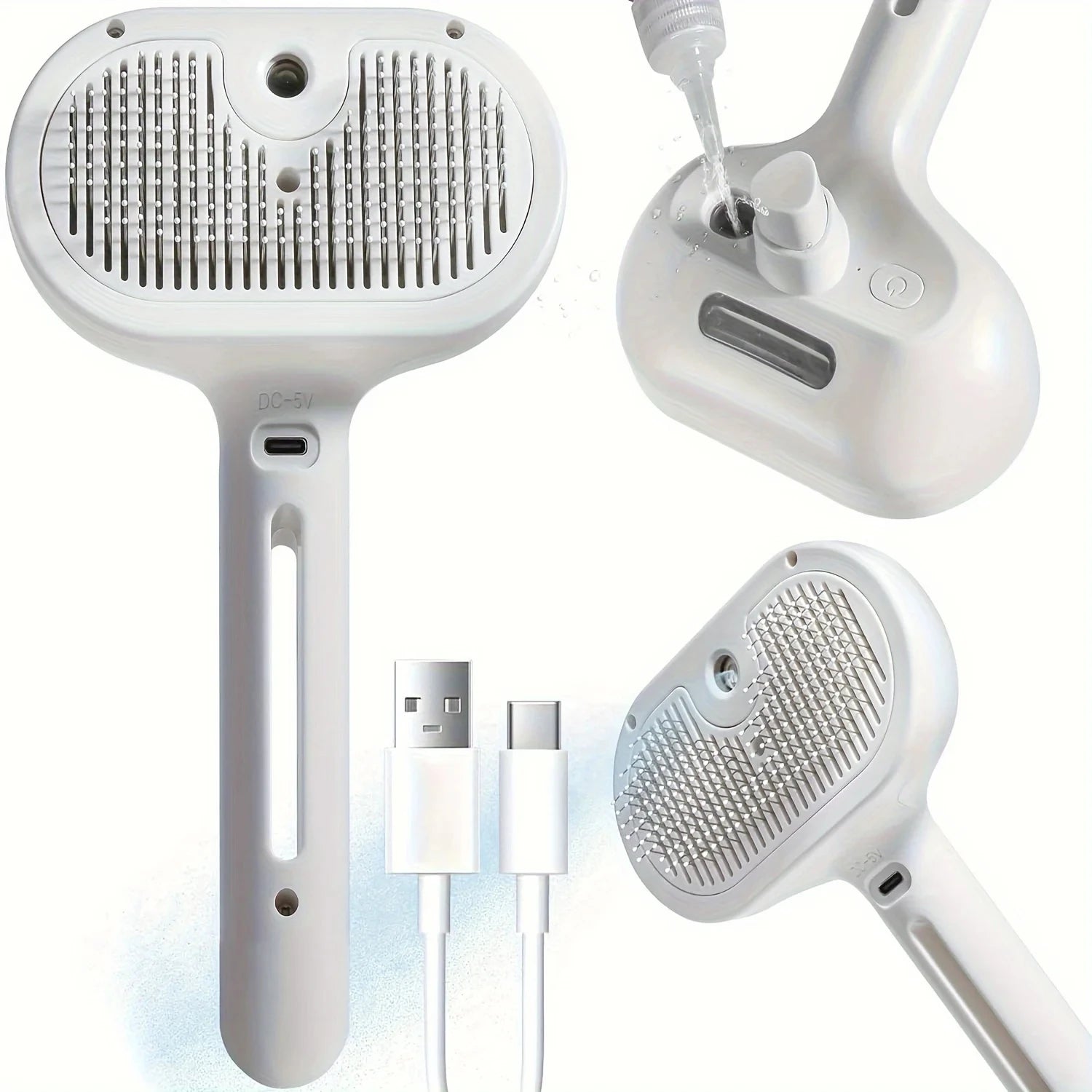 3-in-1 electric pet grooming brush with spray for dogs and cats, product view 1