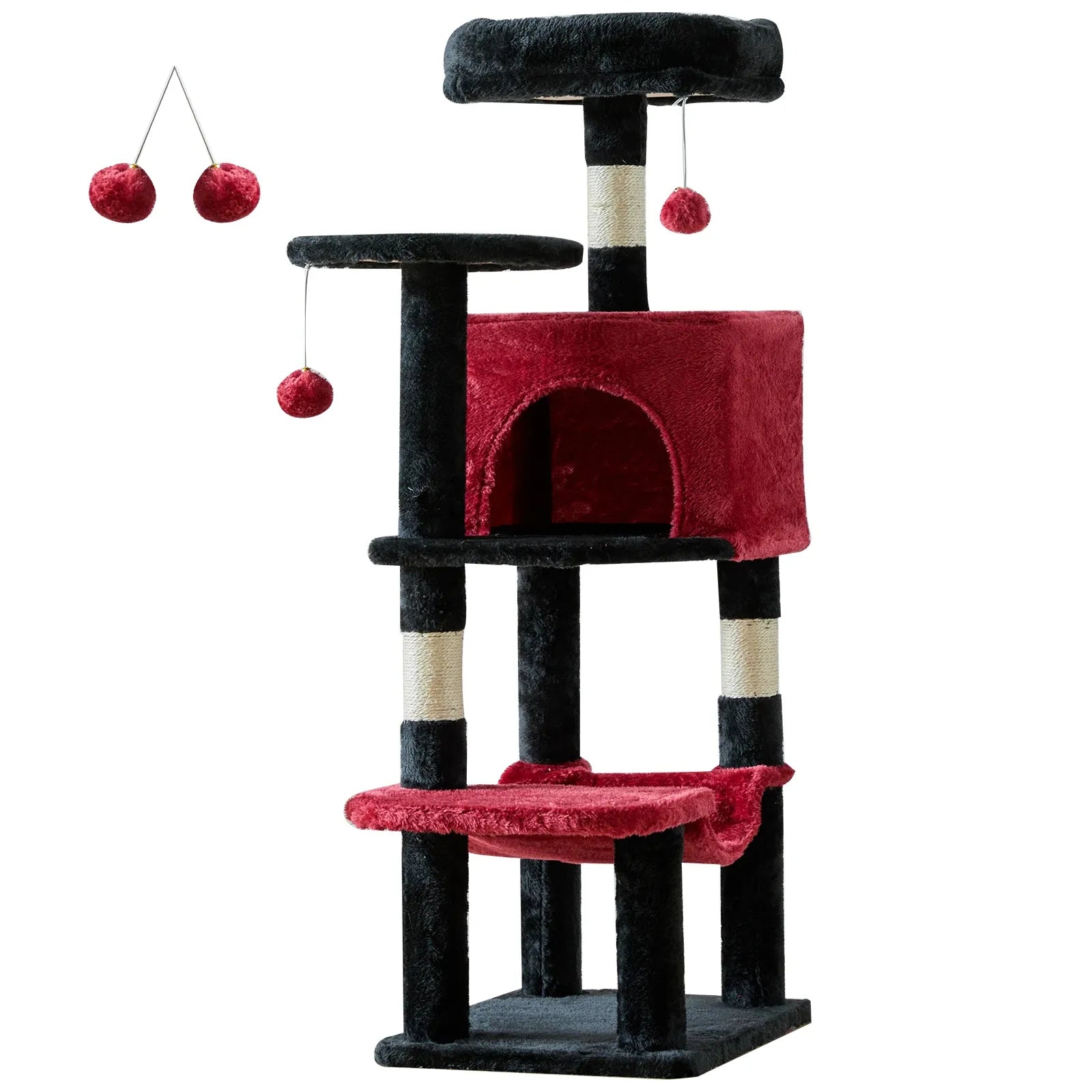 PetNest 44" Multi-Cat Climbing Tower with Sisal Scratching Posts, Hammock & Condo - product detail image