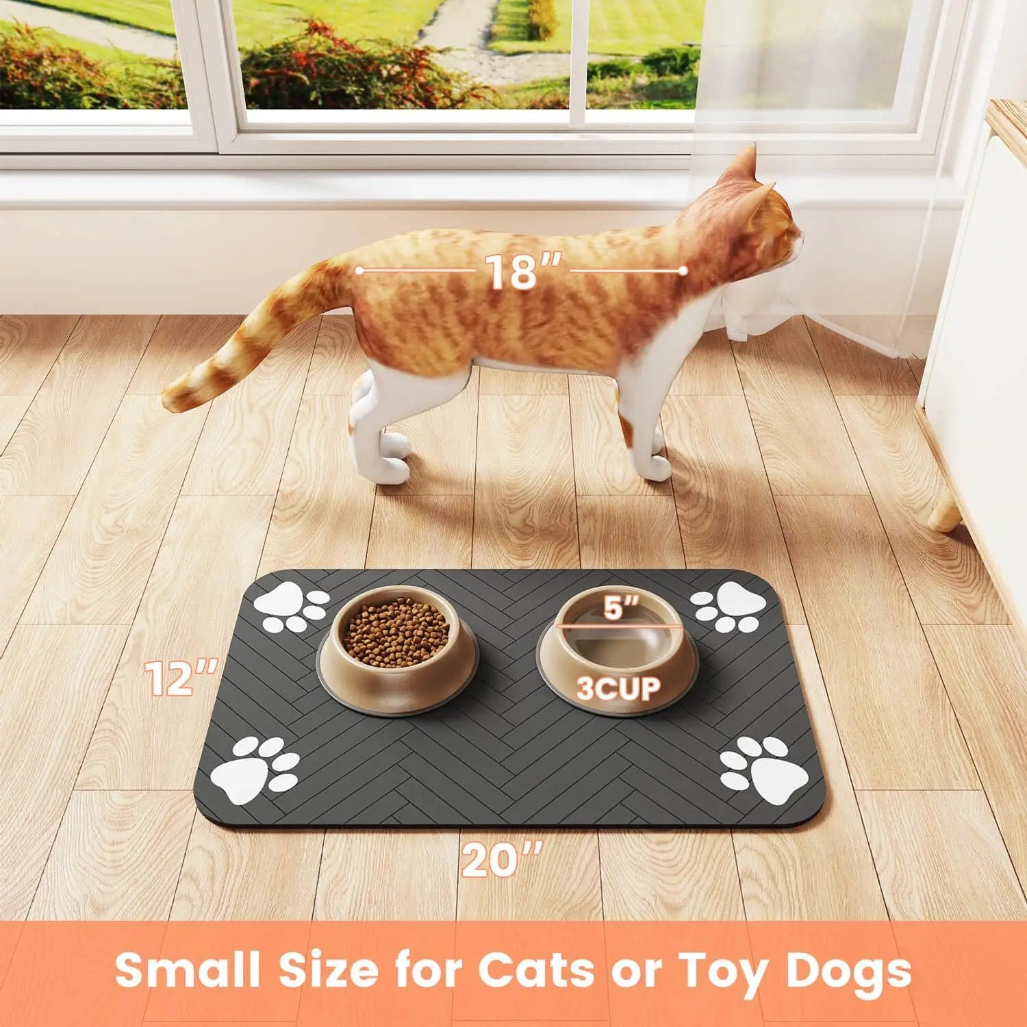 PetNest Absorbent Pet Feeding Mat - Non-Slip Waterproof Placemat for Dog & Cat Food and Water Bowls - product design detail