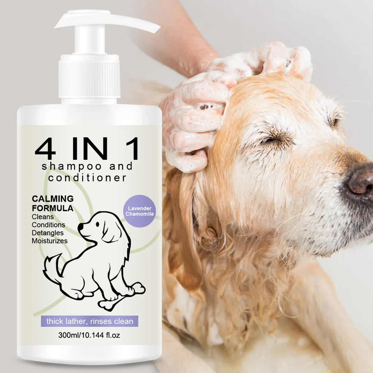 4-in-1 Pet Shampoo & Conditioner for Dogs & Cats – Anti Hair Loss, 300ml