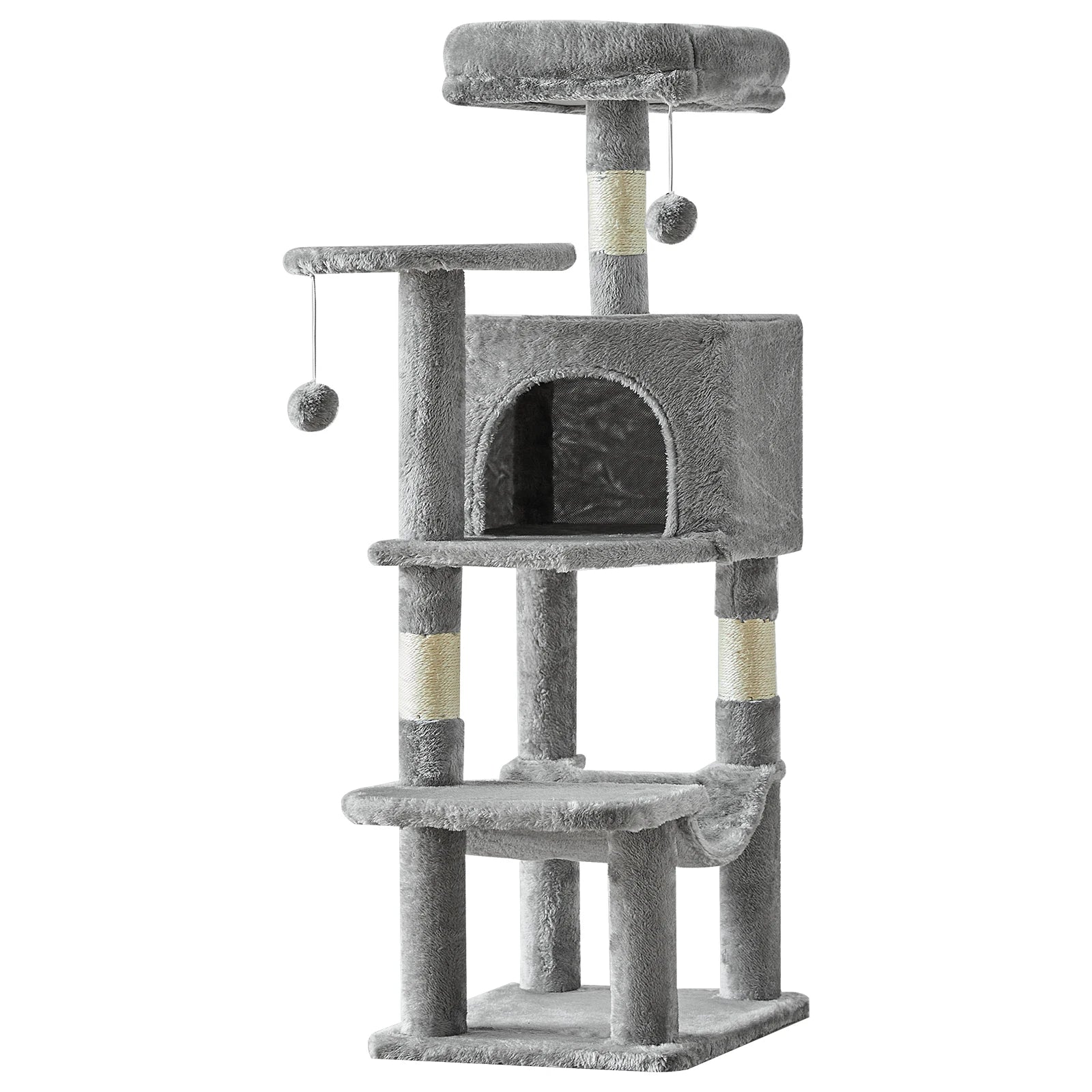 PetNest 44" Multi-Cat Climbing Tower with Sisal Scratching Posts, Hammock & Condo