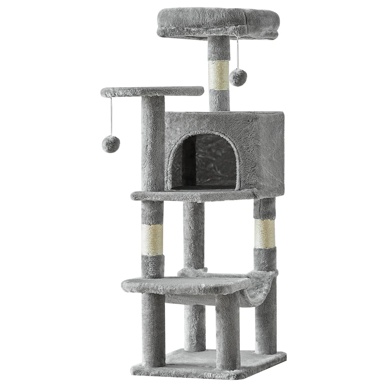 PetNest 44" Multi-Cat Climbing Tower with Sisal Scratching Posts, Hammock & Condo - additional detail view