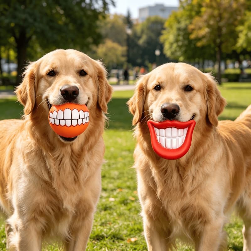 Funny Teeth Squeaky Dog Ball - main product view