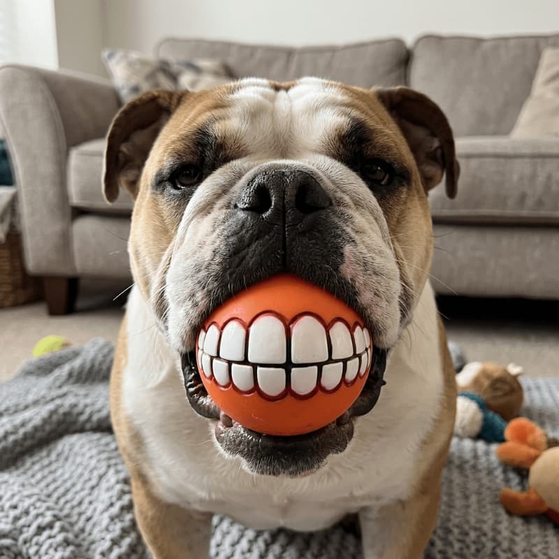 Funny Teeth Squeaky Dog Ball - feature detail
